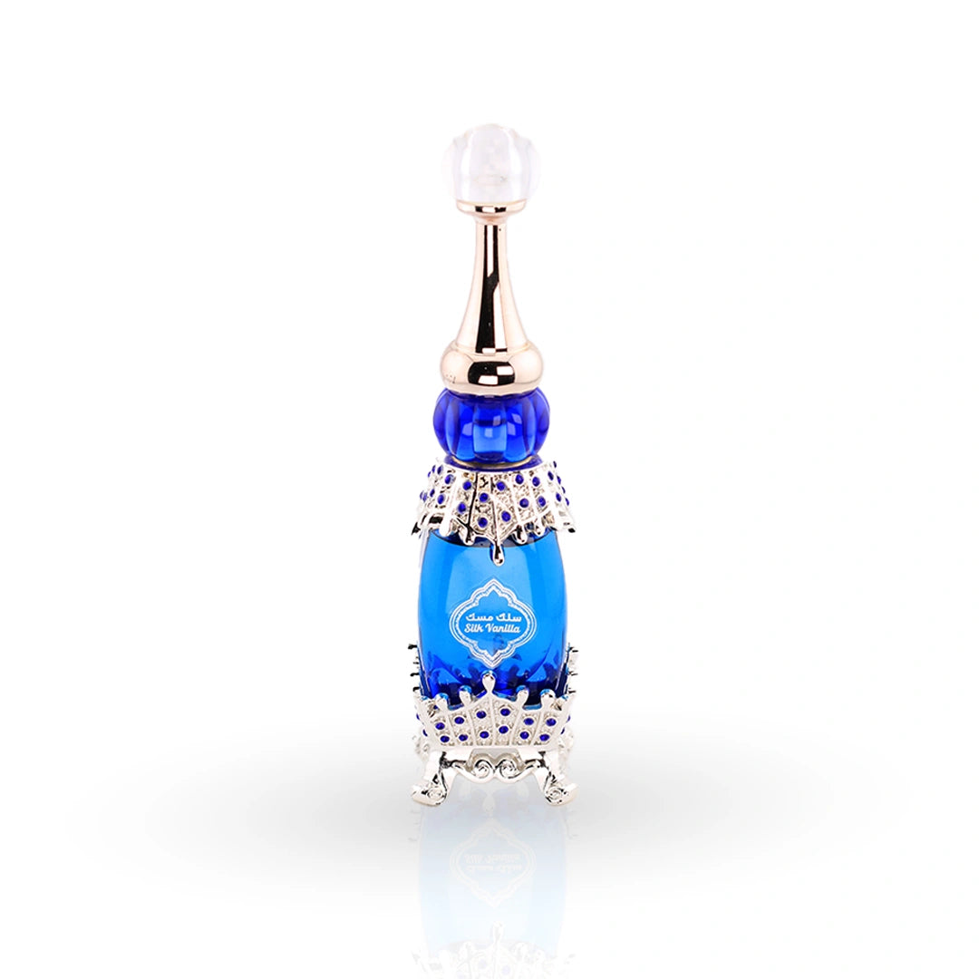 Silk Vanilla Concentrated Perfume Oil 20ml by Asdaaf featuring warm vanilla and musk notes in a luxurious Arabian scent.