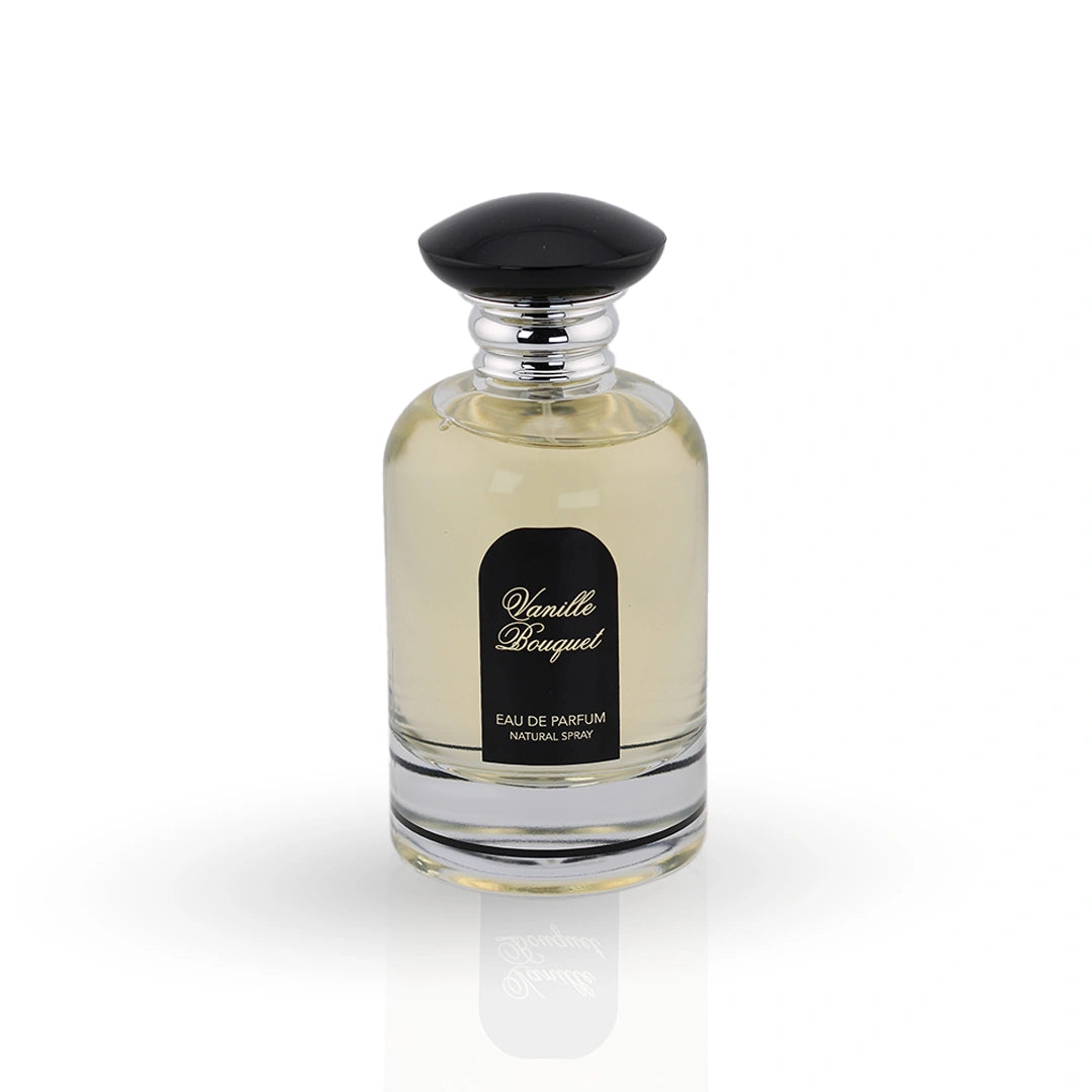 Vanille Bouquet by Fragrance World 100ml vanilla perfume bottle