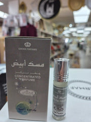 White Musk roll-on perfume bottle with silver packaging from Crown Perfumes