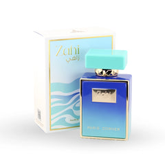 Zahi Paris Corner perfume bottle with blue gradient design and mint cap