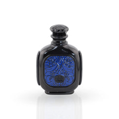 Zukhruf Black perfume bottle with blue ornate pattern by Zimaya