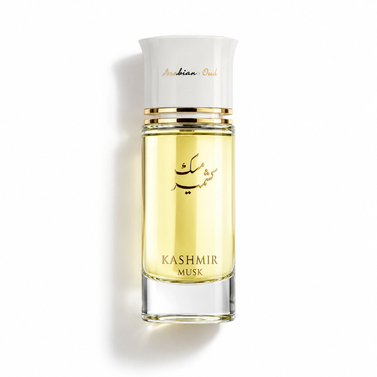 Arabian Oud Kashmir Musk 100ml bottle photographed flat on a white background