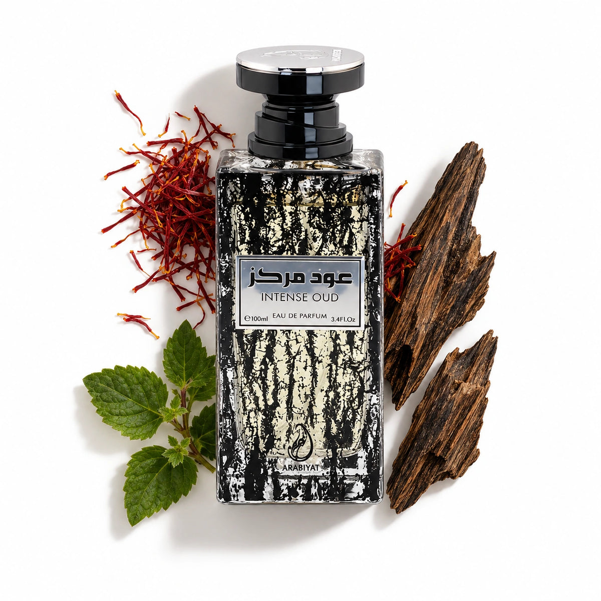 Arabiyat Intense Oud bottle with saffron, agarwood and patchouli