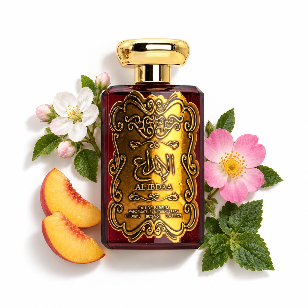 Ard Al Zaafaran Al Ibdaa 100ml bottle with apple blossom, peach, wild rose and patchouli