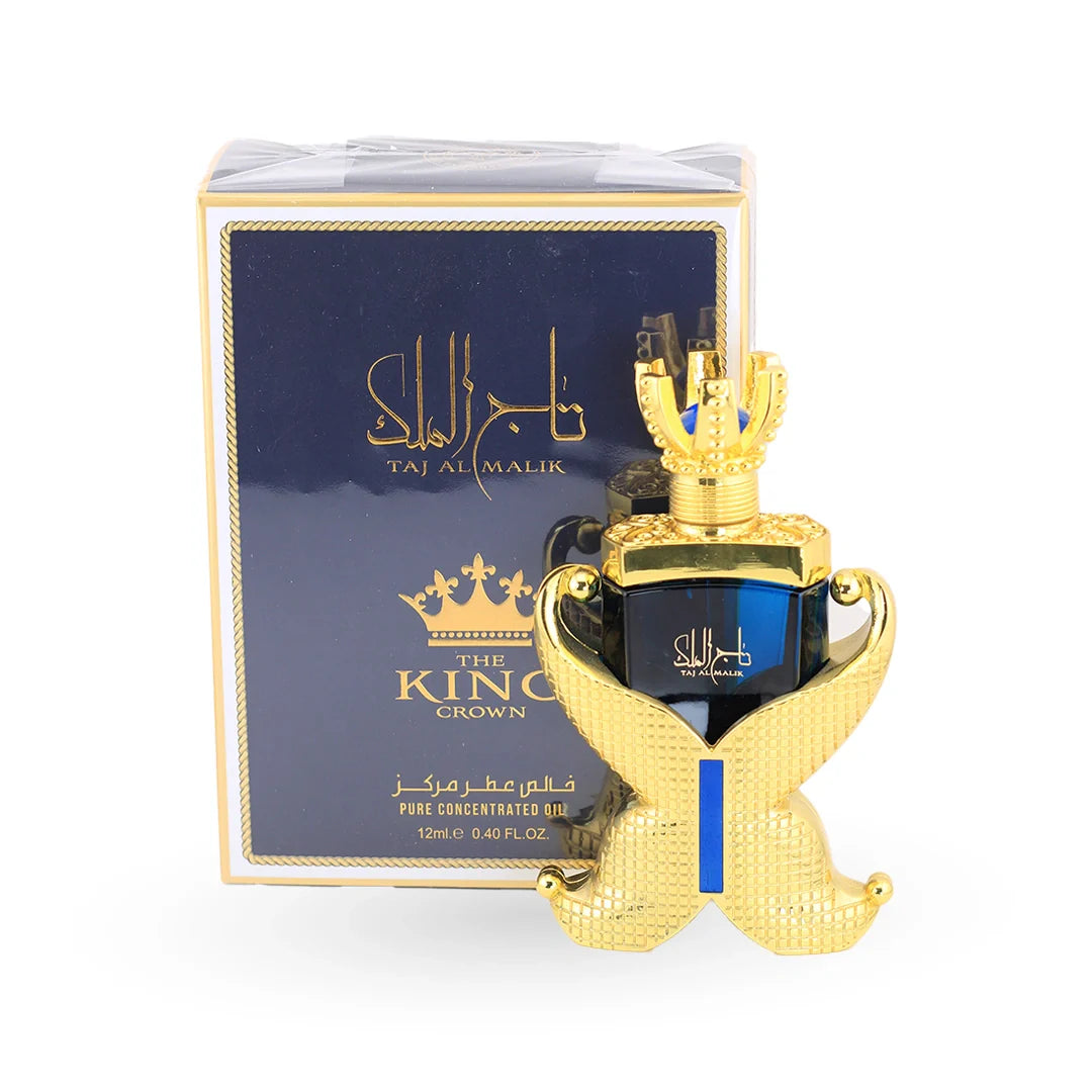 Ard Al Zaafaran Taj Al Malik Concentrated Perfume Oil 12ml bottle with its box – unisex attar, notes of patchouli, lavender and cocoa
