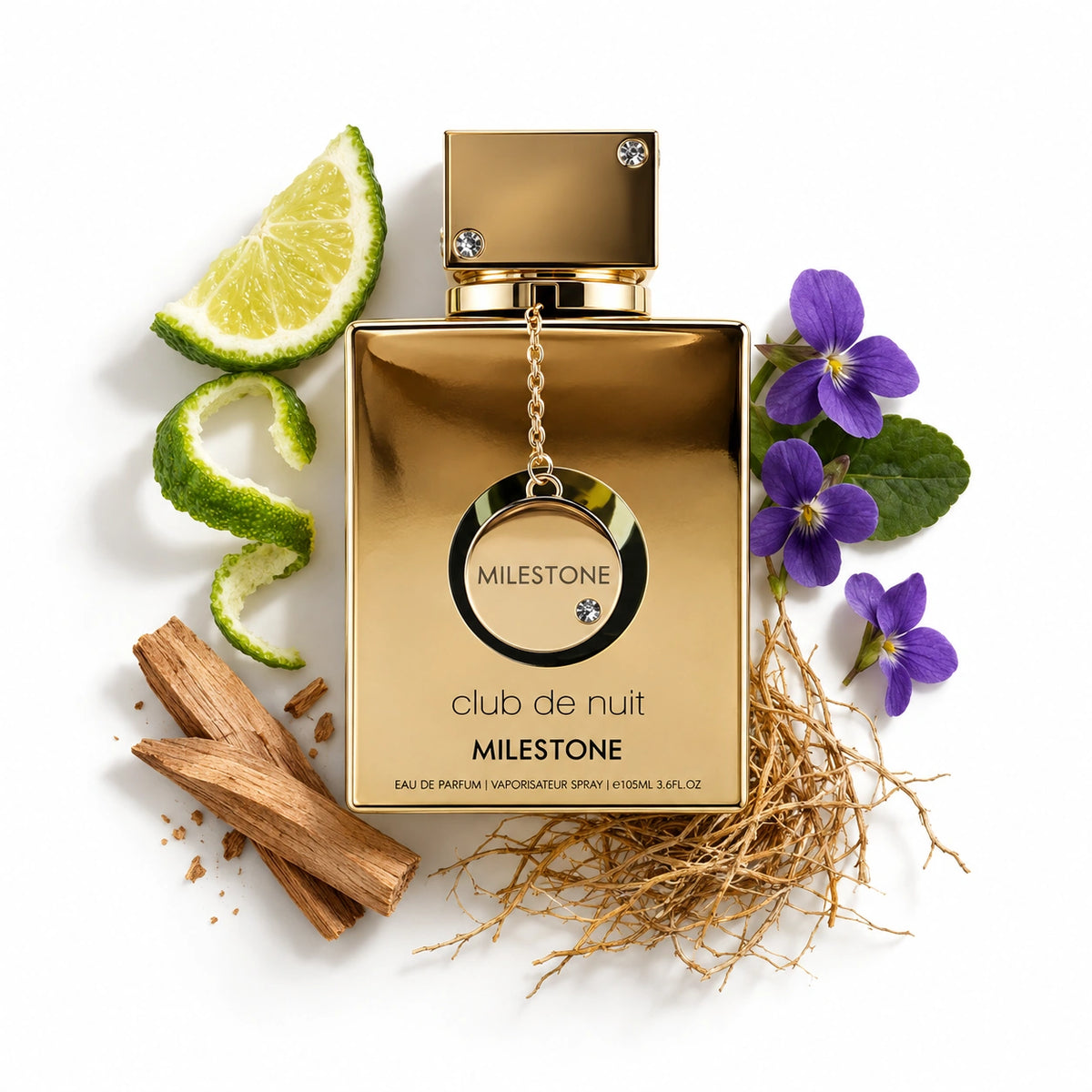 Armaf Club de Nuit Milestone 105ml bottle with bergamot, violet, sandalwood and vetiver
