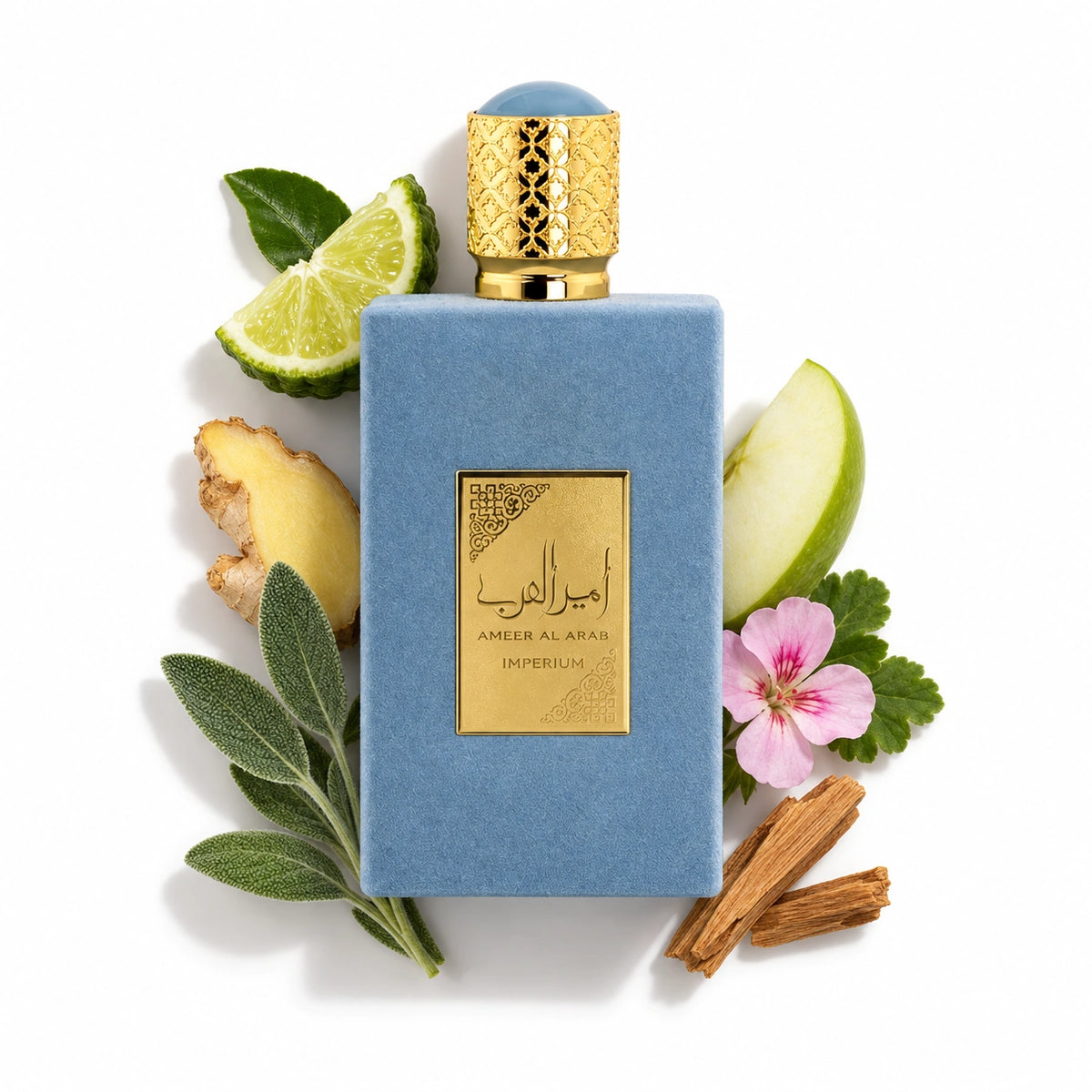 Asdaaf Ameer Al Arab Imperium 100ml bottle with bergamot, ginger, sage, apple, geranium and sandalwood
