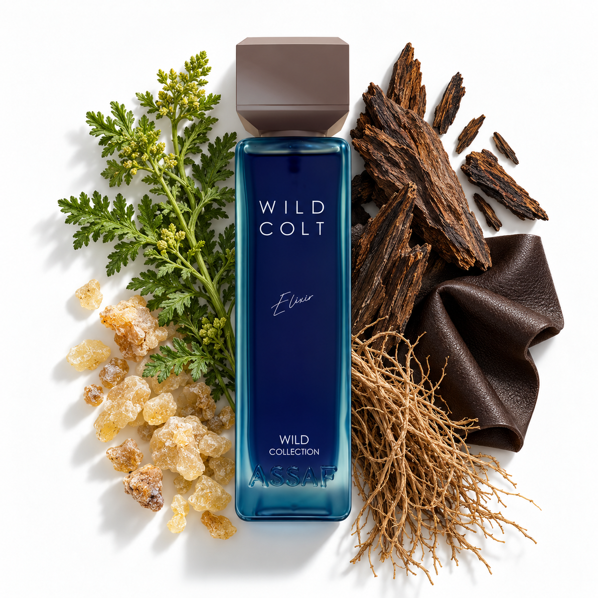 Assaf Wild Colt Elixir 200ml with davana, oud, incense, vetiver and leather notes