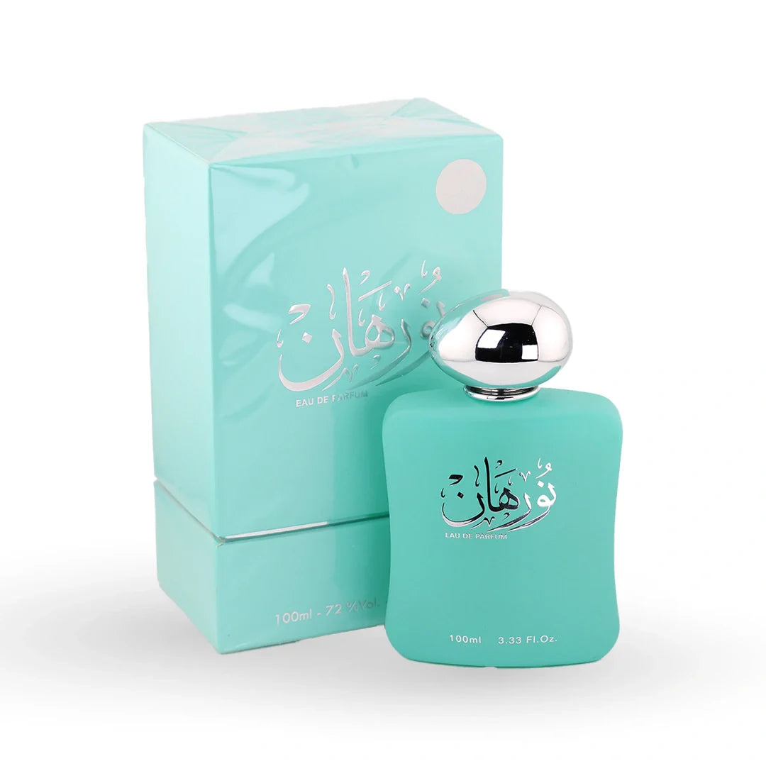 Banafa for Oud Nourhan Blue Eau de Parfum 100ml bottle with its box – unisex floral perfume, notes of jasmine, moss and violet