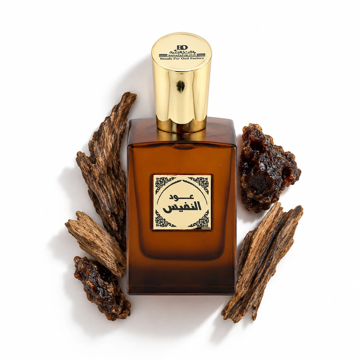 Banafa for Oud Oudh Al Nafis 100ml bottle with dry woods and oud