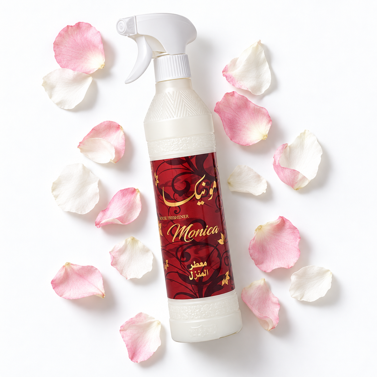 Banafa for Oud Monica Air Freshener 500ml with pink and white flower petals