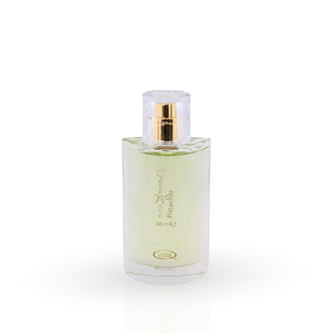 Perfume bottle with gold cap on a white background