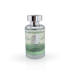 Perfume bottle labeled 'Coconut Lagoon' on a white background