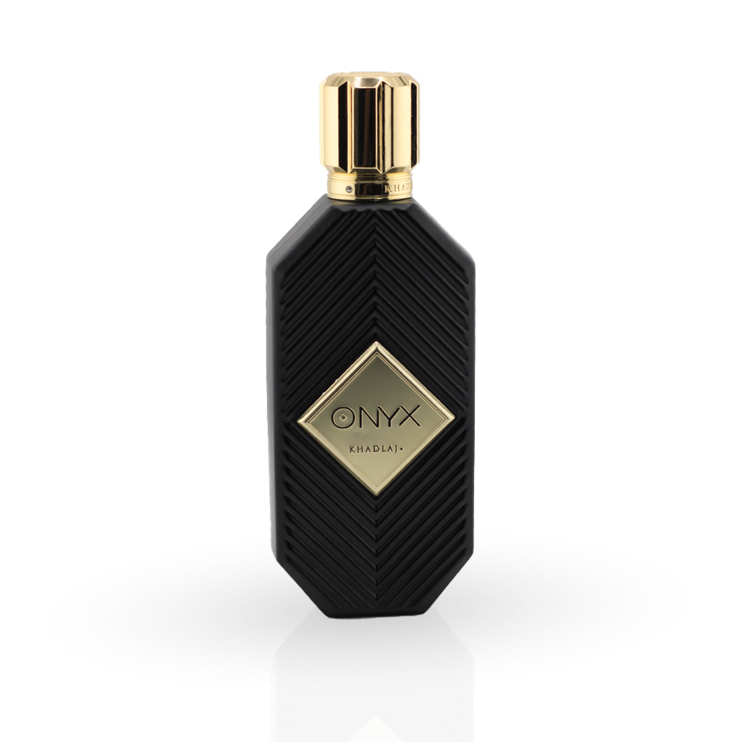 Khadlaj Onyx Gold Eau de Parfum 100ml bottle – unisex perfume, notes of white flowers, myrrh and bitter orange