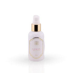 White serum bottle with gold cap and 'LAMSA' branding on a white background