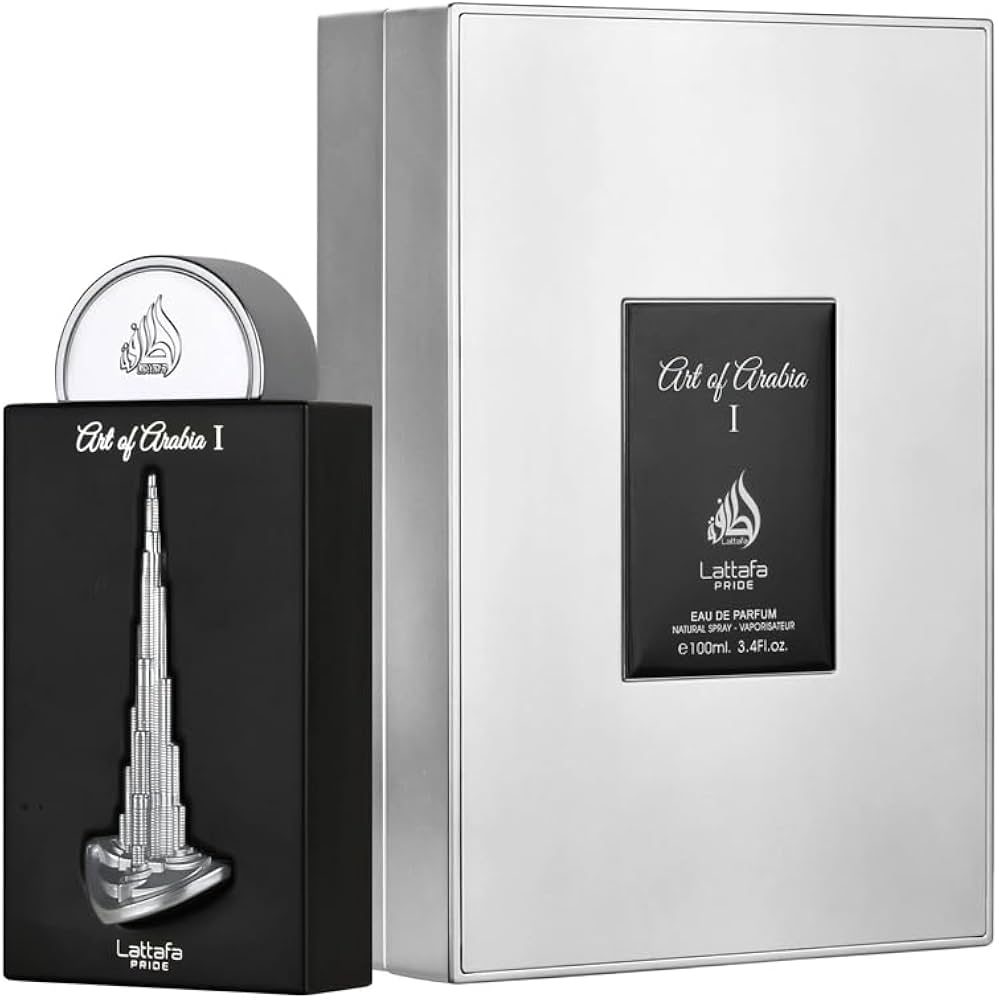 Lattafa Pride Art of Arabia I Eau de Parfum 100ml bottle with its box – men's aromatic citrus perfume, notes of mint, frankincense and lavender