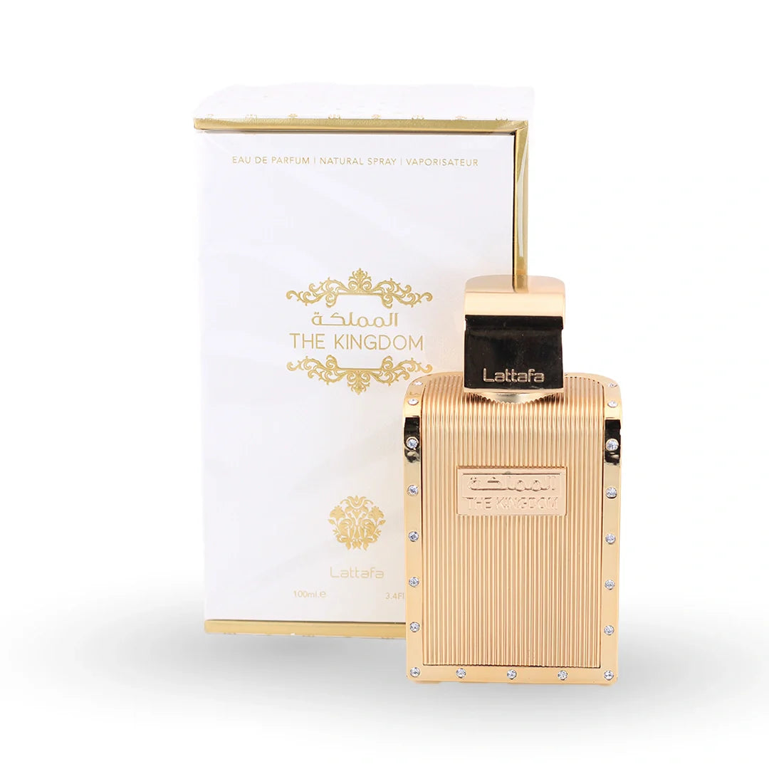 Lattafa The Kingdom Eau de Parfum 100ml bottle with its box – unisex perfume, notes of tonka bean, musk and black currant