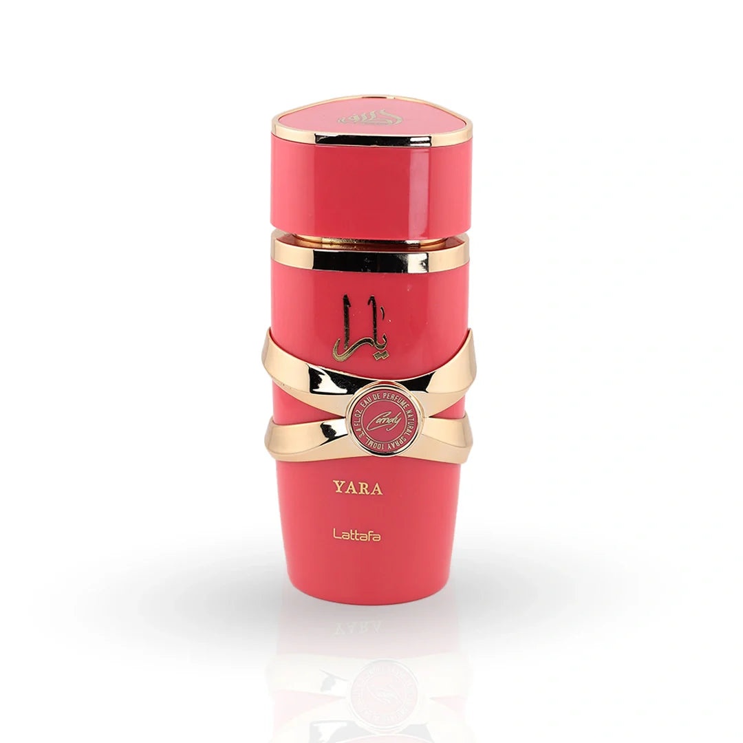Lattafa Yara Candy Eau de Parfum 100ml bottle – women's gourmand perfume, notes of gardenia, musk and amber