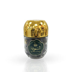 Perfume bottle with gold cap on a white background