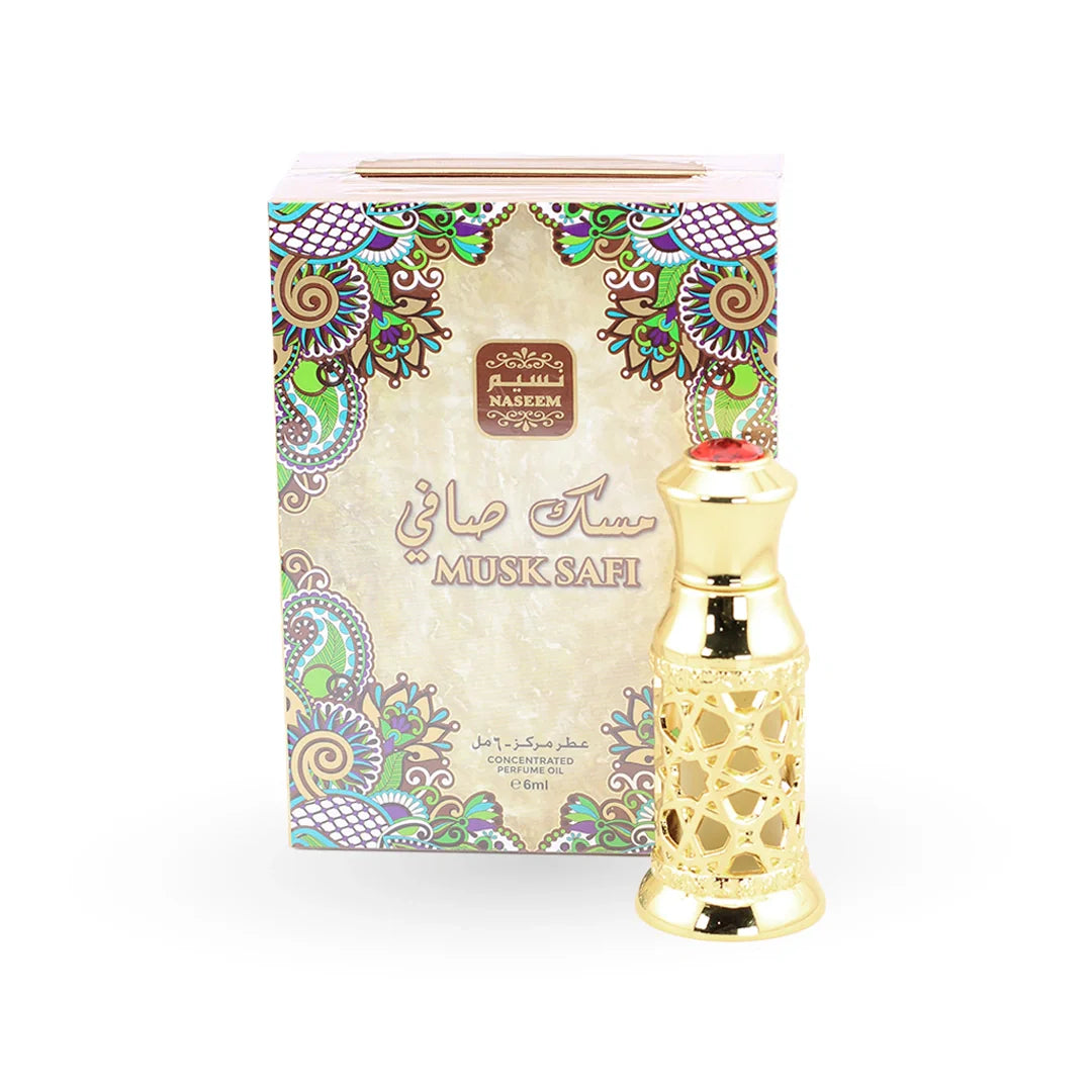 Naseem Musk Safi Concentrated Perfume Oil 6ml bottle with its box – attar, notes of amber, lily of the valley and white musk