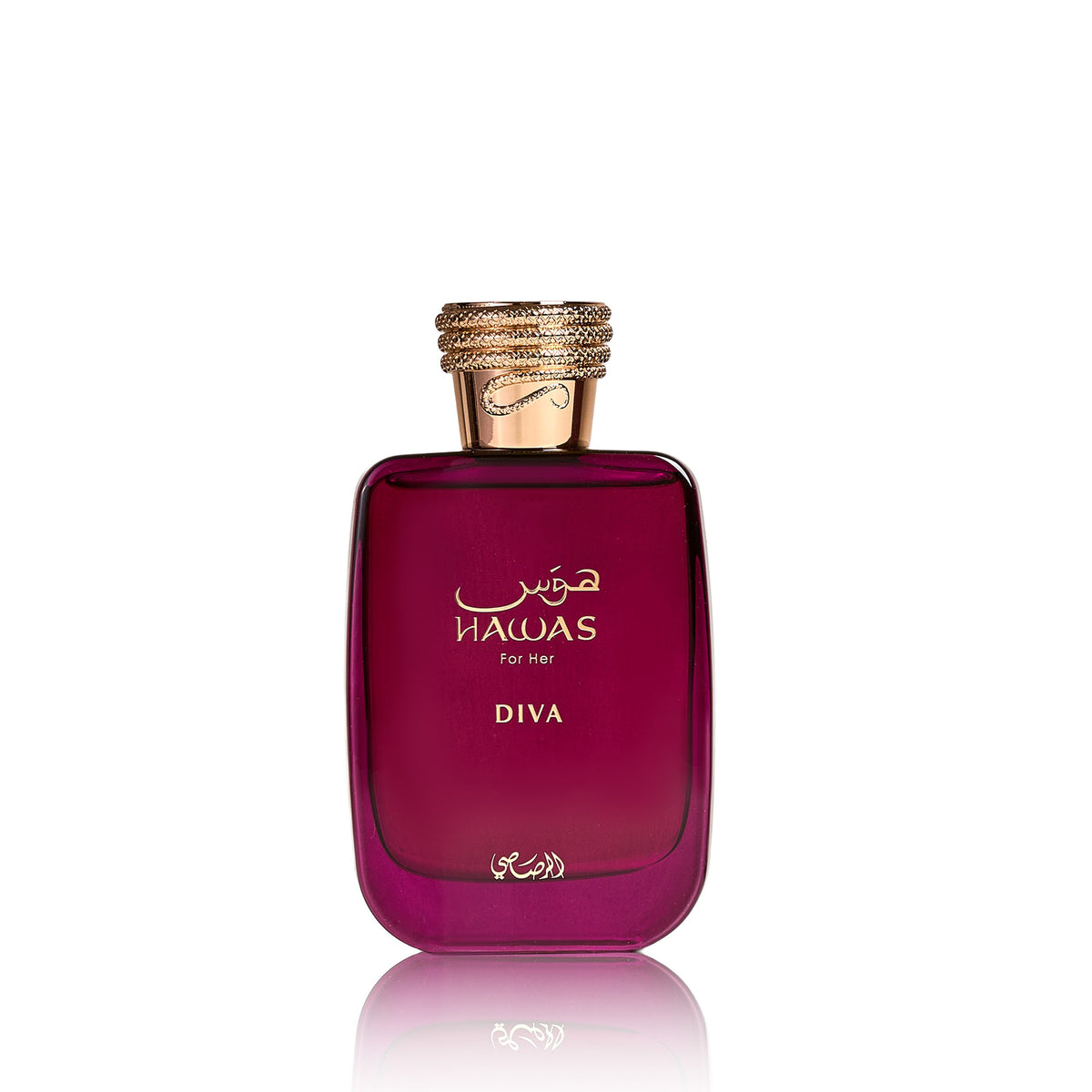 Rasasi Hawas Diva Eau de Parfum 100ml bottle – women's floral fruity perfume, notes of rhubarb, frankincense and musk