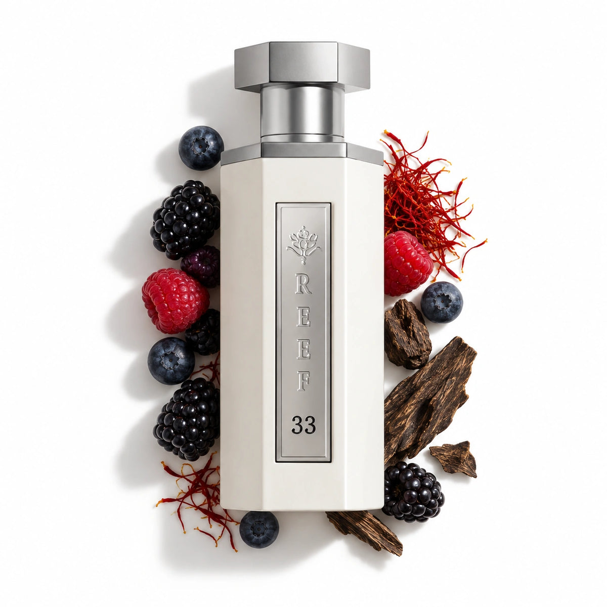 Reef Perfumes Reef 33 White 100ml bottle with berries, saffron and oud