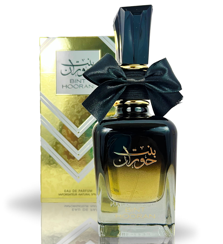 Elegant Bint Hooran Eau de Parfum - Luxurious Scent with Chic Black Bow Tie Design